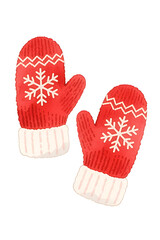 Red Knit Mittens with Snowflake Pattern – Cozy Winter Holiday Design