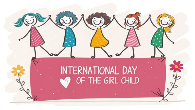 Happy international day of the girl child with diverse children