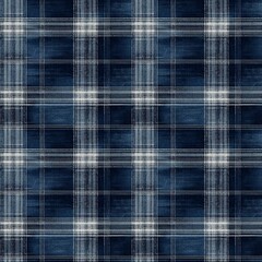 Blue Distressed Xmas Plaid Pattern Papers