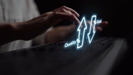 Business concept showing cost reduction and quality increase using Lean, Six Sigma, and Total Quality Management (TQM) to enhance efficiency, value, and customer satisfaction. Muxer