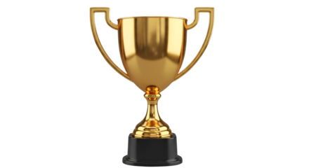 Gold trophy cup symbolizing success and achievement isolated PNG with Transparent Background