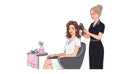 Two female spa therapists in purple uniforms attending to a woman lying on a massage bed receiving treatment with various beauty products