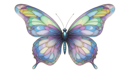 Watercolor illustration of a butterfly with colorful wings isolated PNG with Transparent Background