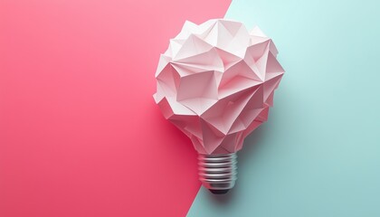 Modern Origami Template: Paper Art Light Bulb In Realistic & Trendy Craft - Inspiration For Your Projects With A Contemporary Touch.