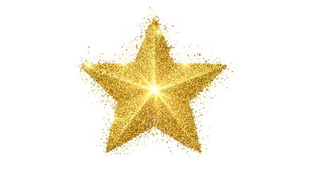 Golden sparkling star isolated PNG with Transparent Background