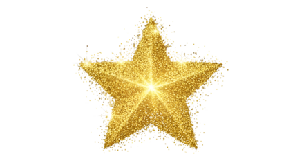 Golden sparkling star isolated PNG with Transparent Background
