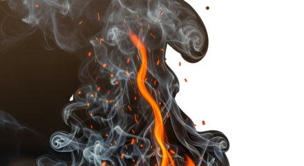 Fire with smoke and sparks isolated PNG with Transparent Background