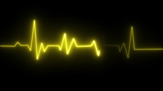 Lines of pulse concept of 4k Resolution. Heart beat monitor, ecg concept in loop. Abstract glowing Neon effect heartbeat line seamless looping video. Heartbeat Line Frequency 4k Resolution.  ECG Heart