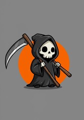 Cute Grim Reaper Cartoon Character