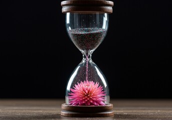 Hourglass with Pink Flower
