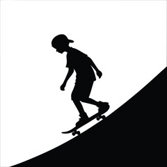 Fototapeta premium Boy riding skateboard uphill