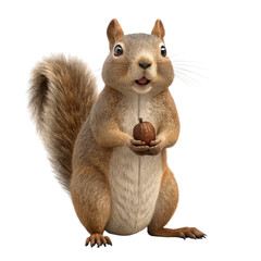 Obraz premium funny animal reactions A happy squirrel holding an acorn in its paws.
