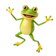 Funny Animals A cheerful green frog with big eyes and a wide smile, posed playfully.