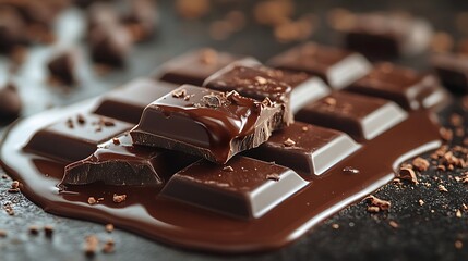 Decadent dark chocolate bar with melting ganache and cocoa nibs for gourmet desserts