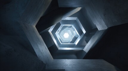 Fototapeta premium Geometric Spiral Tunnel with Soft Light and Concrete Texture