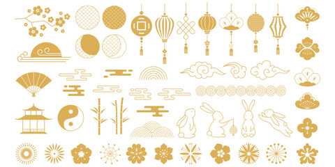 Collection of abstract shapes textures and patterns for graphic design projects white background