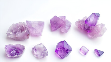 Fototapeta premium amethyst crystals on white background