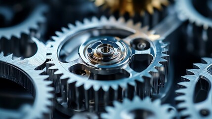 Intricate gear mechanisms meshing together, showcasing precision and engineering excellence