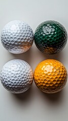 Vibrant golf balls in various colors, perfect for sports promotions and leisure activities