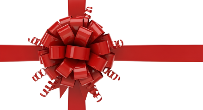 Red ribbon and bow isolated PNG with Transparent Background - Powered by Adobe