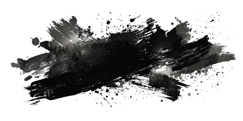 ink brushstroke on white background with visible splashes for watercolor style effect. grunge isolated on white background,	