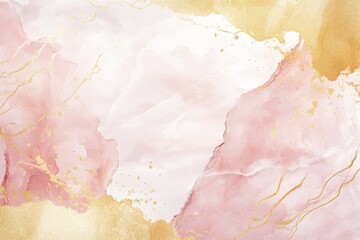 Elegant Abstract Design in Rose and Gold Fluid Watercolor Textures Surrounding Irregular Central Space with Ethereal Lighting, Perfect for Decorative Art, Prints and Digital