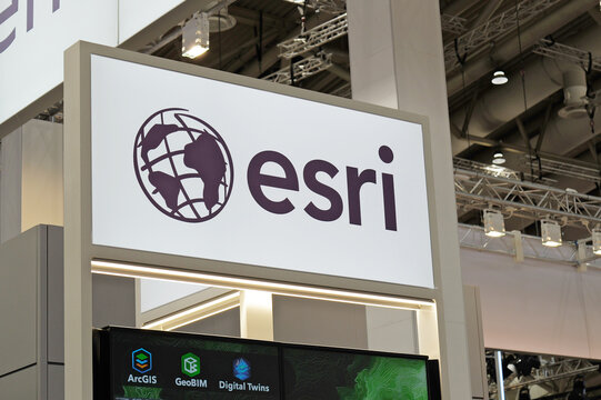 Hannover, Germany - April 3, 2025: ESRI in Hannover - Environmental Systems Research Institute is an American multinational geographic information system (GIS) software company