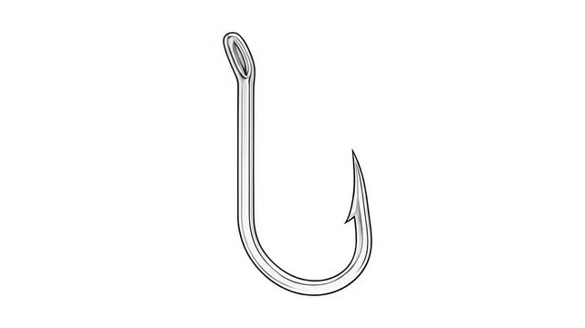Detailed illustration of a fishing hook showcasing its shape and design, ideal for fishing enthusiasts