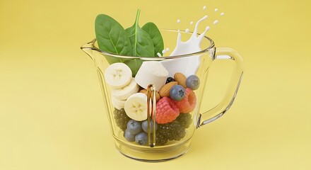 Fruits and vegetables in blender for smoothie