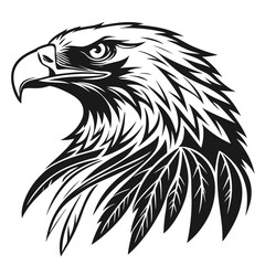 Stylized black and white eagle head profile illustration