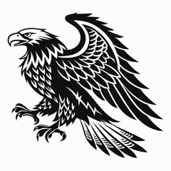 Fototapeta premium Stylized black eagle silhouette with wings spread wide