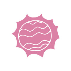 Illustration of a pink planet on a white