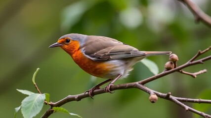 Fototapeta premium robin on a branch trying yo fly 