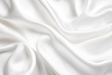 Elegant Close-Up of Soft White Fabric Folds Monochromatic Textured Silk or Satin with Gentle Light Highlights, Perfect for Fashion, Premium Backgrounds, or Textile Illustrations