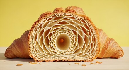 A cross section of a delicious croissant