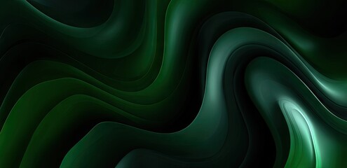 Obraz premium Deep, flowing curves of dark emerald green create a mesmerizing abstract design.