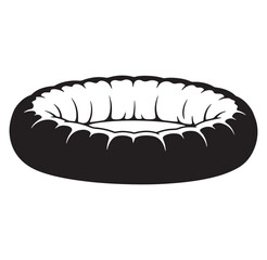 Elegant black and white oval shaped pillow or pet bed vector graphic illustration