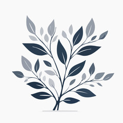 Monochrome, minimalistische Darstellung von Bl&auml;ttern und botanischen Zweigen
