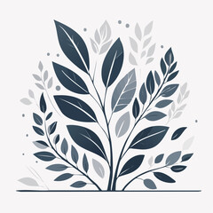 Monochrome, minimalistische Darstellung von Blättern und botanischen Zweigen