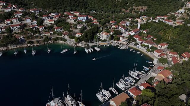 Drone Footage of Kioni Harbor and Traditional Houses.