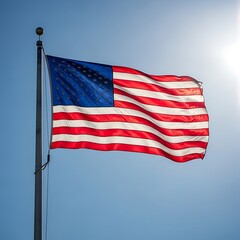 American Flag Waving in the Sky.