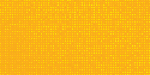 abstract Yellow halftone pattern. Retro comic gradient background. Bright orange pixelated dotted texture overlay. Cartoon pop art faded gradient pattern.
