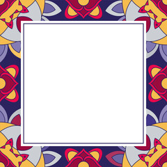 Oriental ornamental mosaic frame. Asian design for page decoration. Vector background