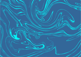 Vibrant cyan waves flowing through a dark blue liquid surface, resembling a mesmerizing marble pattern effect for an abstract background