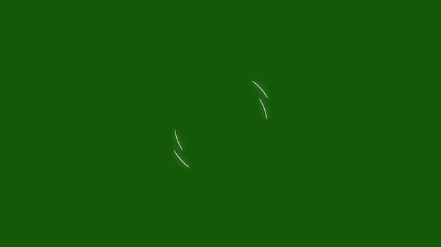 White neon light trail circle on green background. seamless loop 4k Animation. Abstract glowing neon line color circular lens animation neon light on black background.
