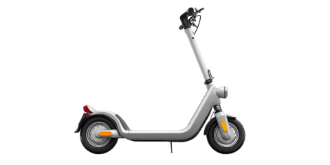 Modern gray electric scooter isolated on black background Sleek design of ecofriendly urban transportation for commuting and sustainable lifestyle