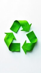 Obraz premium A vibrant green leaf in the shape of a recycle symbol, representing the concept of sustainability and environmental awareness , nature, protection