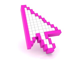 Pink pixelated cursor graphic