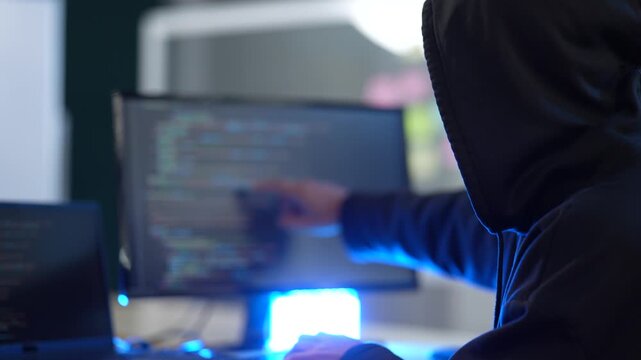 A black-hat hacker executes a cyberattack, exploiting a system vulnerability to deploy malware and exfiltrate sensitive data from a secure corporate network server.