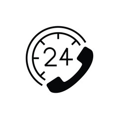 24 hour service outline icon design